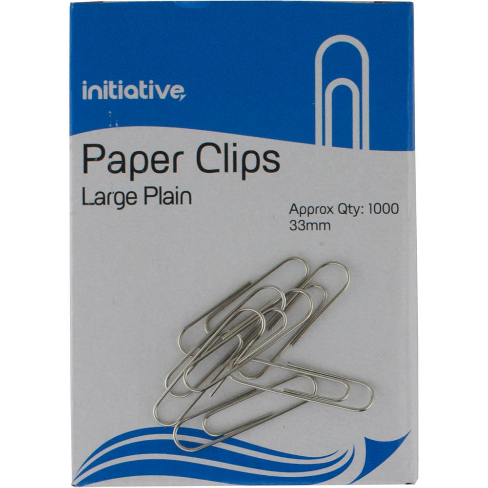 INITIATIVE PAPER CLIP LARGE PLAIN 33MM PACK 1000