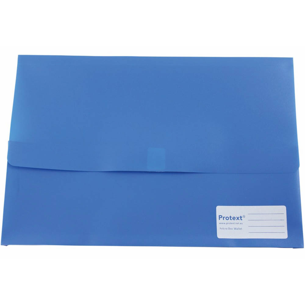 PROTEXT DOCUMENT WALLET HOOK AND LOOP CLOSURE FOOLSCAP PP BLUE