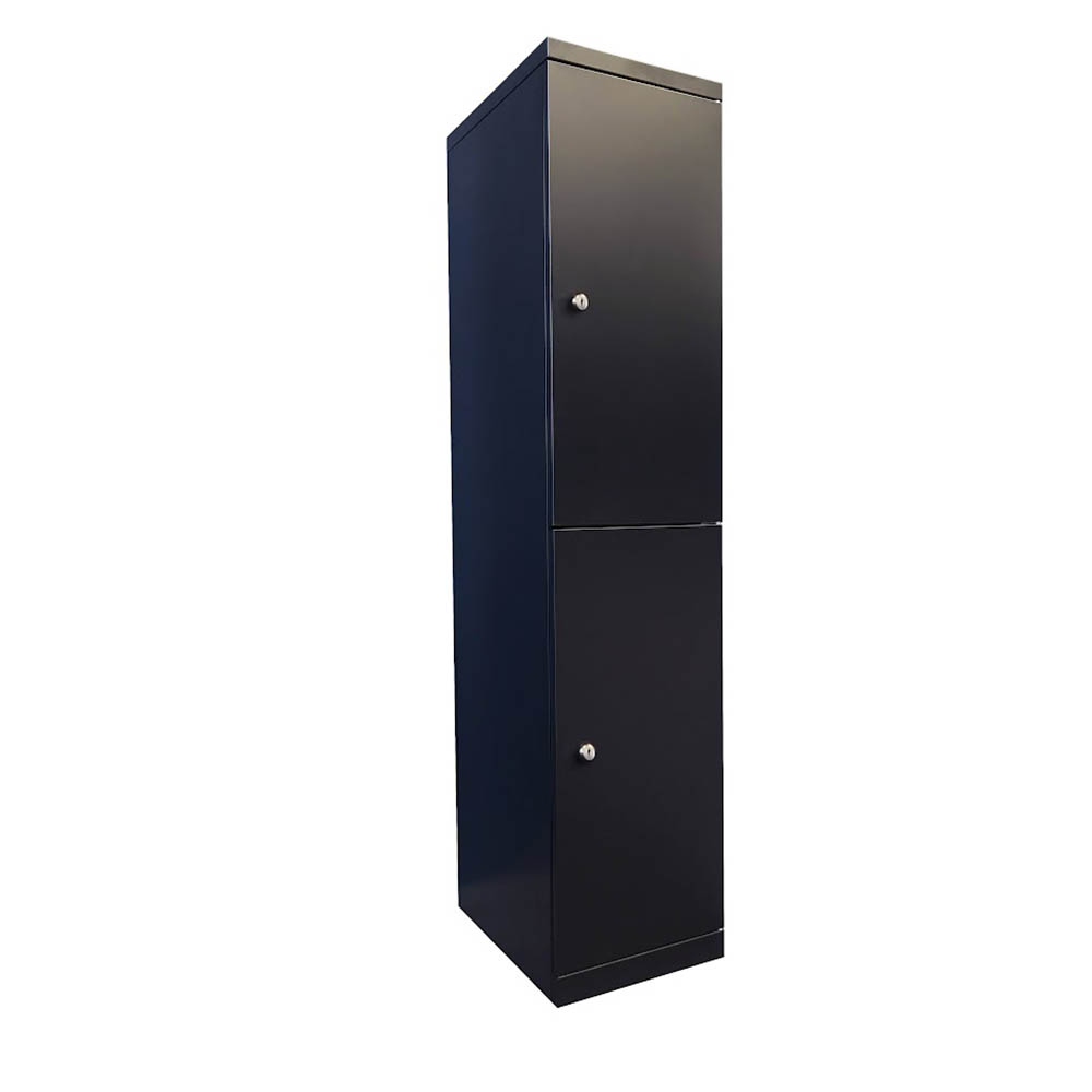 STEELCO FLUSH LOCKER 2 DOOR 1890 X 400 X 500MM BLACK SATIN