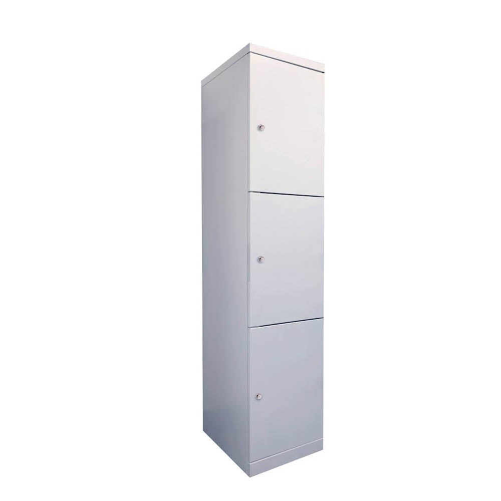 STEELCO FLUSH LOCKER 3 DOOR 1890 X 400 X 500MM WHITE SATIN