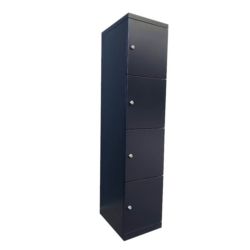 STEELCO FLUSH LOCKER 4 DOOR 1890 X 400 X 500MM BLACK SATIN