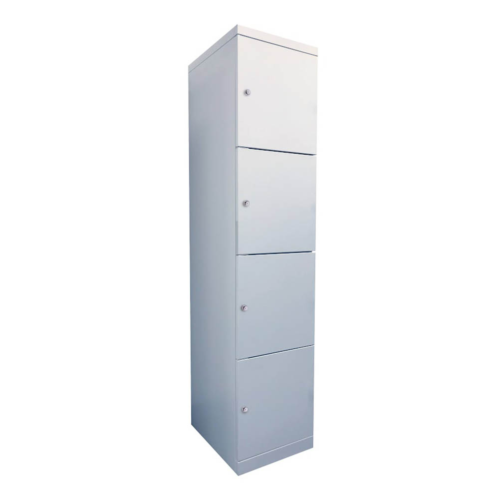 STEELCO FLUSH LOCKER 4 DOOR 1890 X 400 X 500MM WHITE SATIN