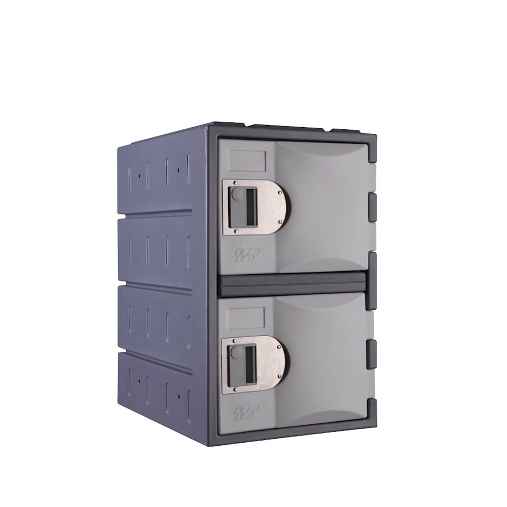 STEELCO HEAVY DUTY HDPE LOCKER 2 TIER THIRD HEIGHT 600 X 385 X 500MM