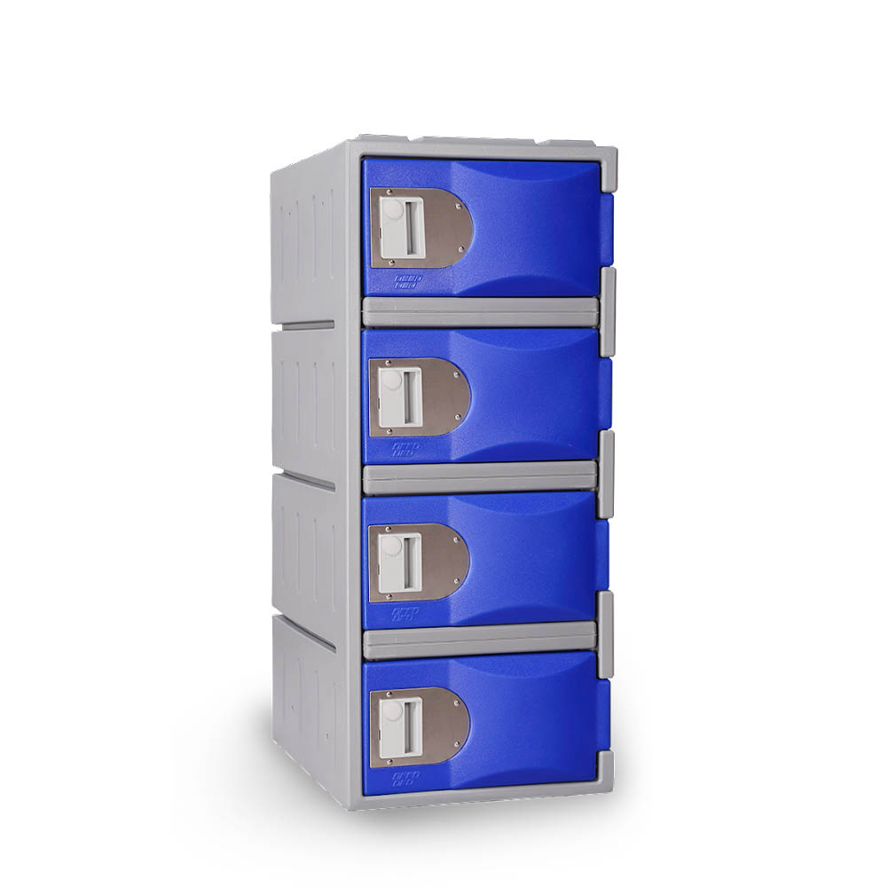 STEELCO HEAVY DUTY HDPE LOCKER 4 TIER HALF HEIGHT 900 X 385 X 500MM