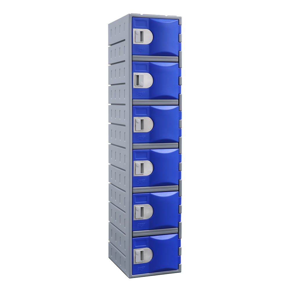 STEELCO HEAVY DUTY HDPE LOCKER 6 TIER FULL HEIGHT 1800 X 385 X 500MM
