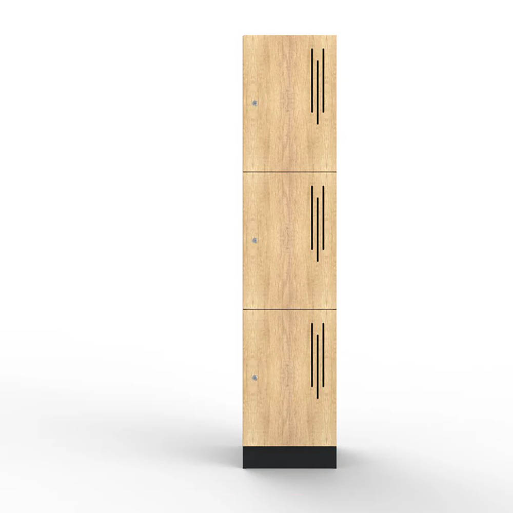 STEELCO LAMINATE LOCKER 3 DOOR 1850 X 400 X 500MM NATURAL OAK