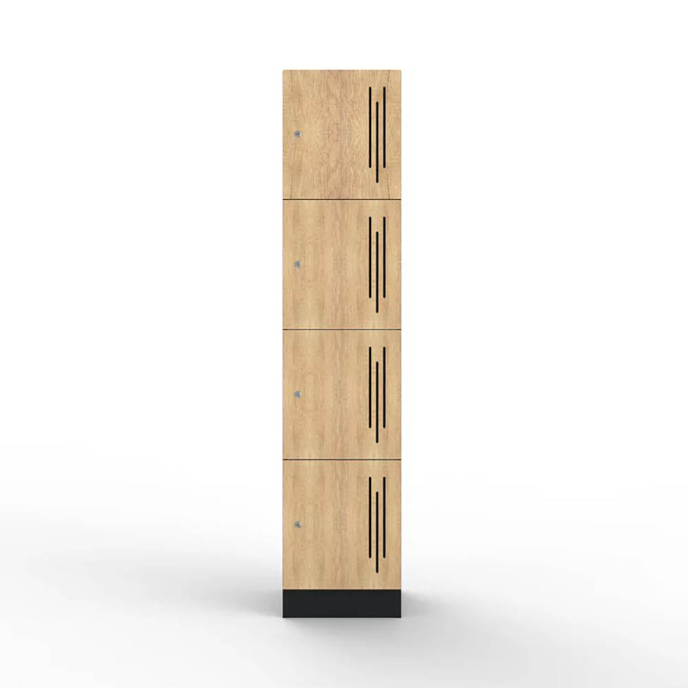 STEELCO LAMINATE LOCKER 4 DOOR 1850 X 400 X 500MM NATURAL OAK