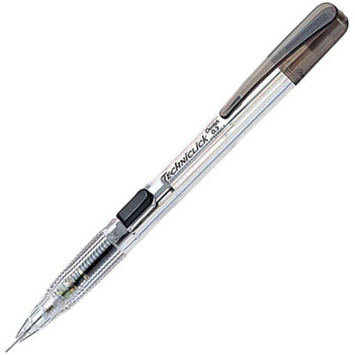 PENTEL PD105 TECHNICLICK MECHANICAL PENCIL 05MM BLACK BOX 12