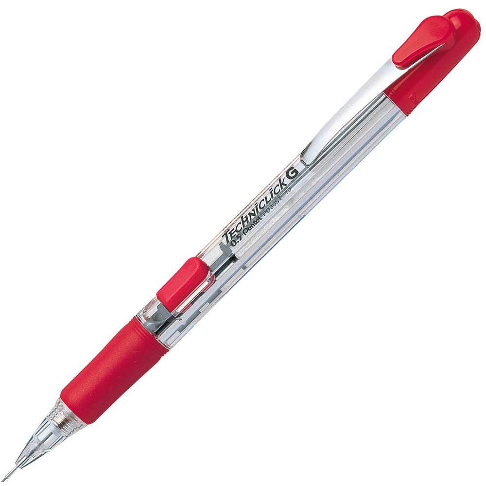 PENTEL PD305 TECHNICLICK G MECHANICAL PENCIL 05MM RED BOX 12