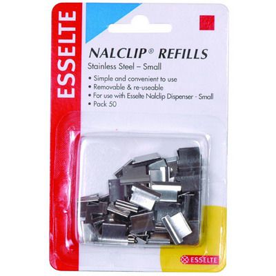 ESSELTE NALCLIP REFILLS SMALL SILVER PACK 50