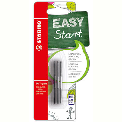 STABILO EASY START MECHNICAL PENCIL LEAD REFILLS HB PACK 6