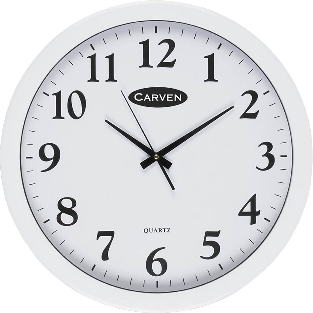 CARVEN WALL CLOCK ROUND 450MM WHITE