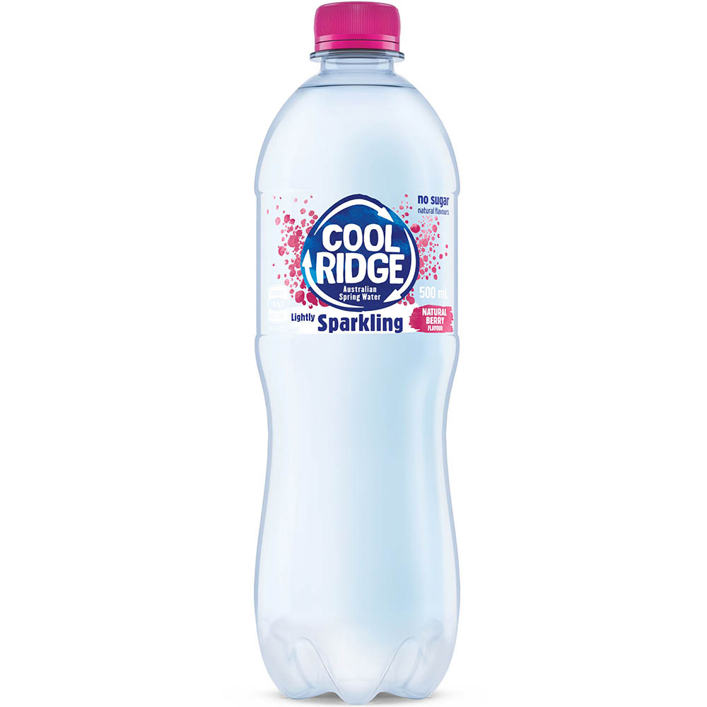 COOL RIDGE LIGHTLY SPARKLING WATER PET BERRY 500ML CARTON 24