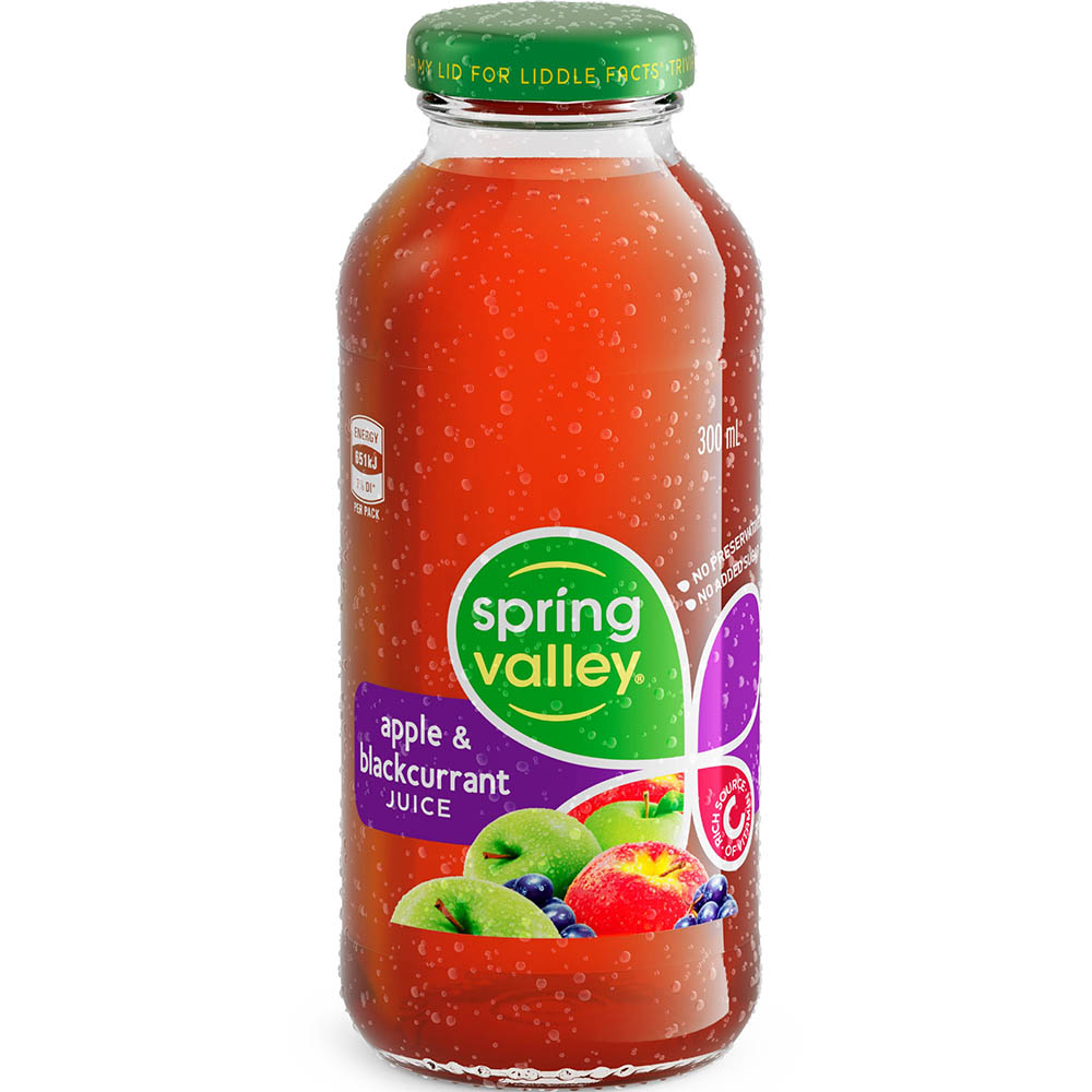 SPRING VALLEY APPLE AND BLACKCURRANT JUICE GLASS 300ML CARTON 24