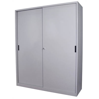 STEELCO SLIDING DOOR CABINET 3 SHELVES 1830 X 1500 X 465MM SILVER GREY