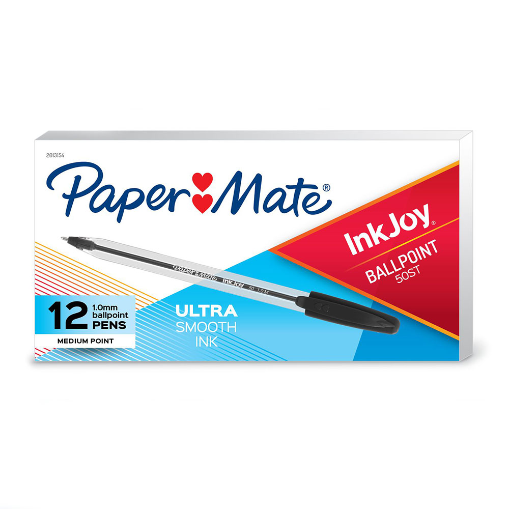 PAPERMATE INKJOY 100 BALLPOINT PENS MEDIUM BLACK BOX 12