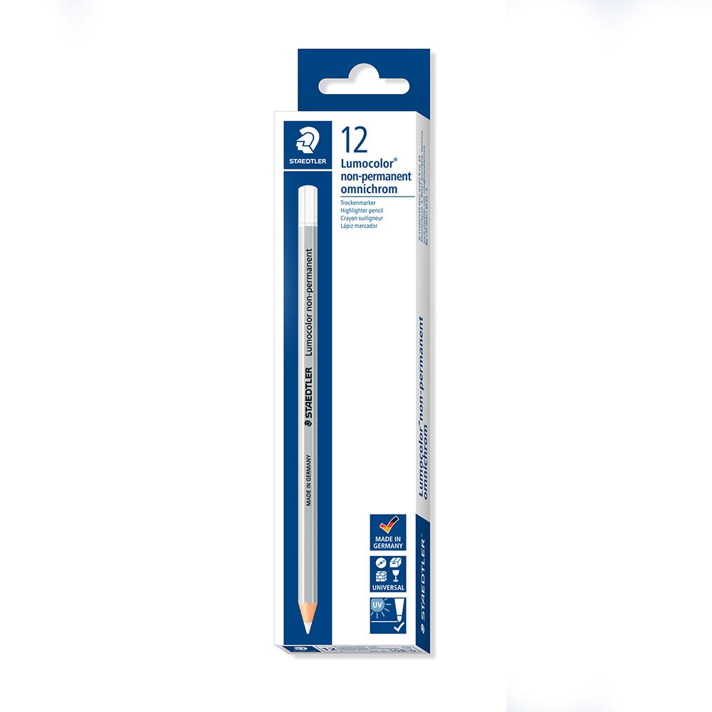 STAEDTLER 108 LUMOCOLOR NONPERMANENT OMNICHROM PENCIL WHITE BOX 12