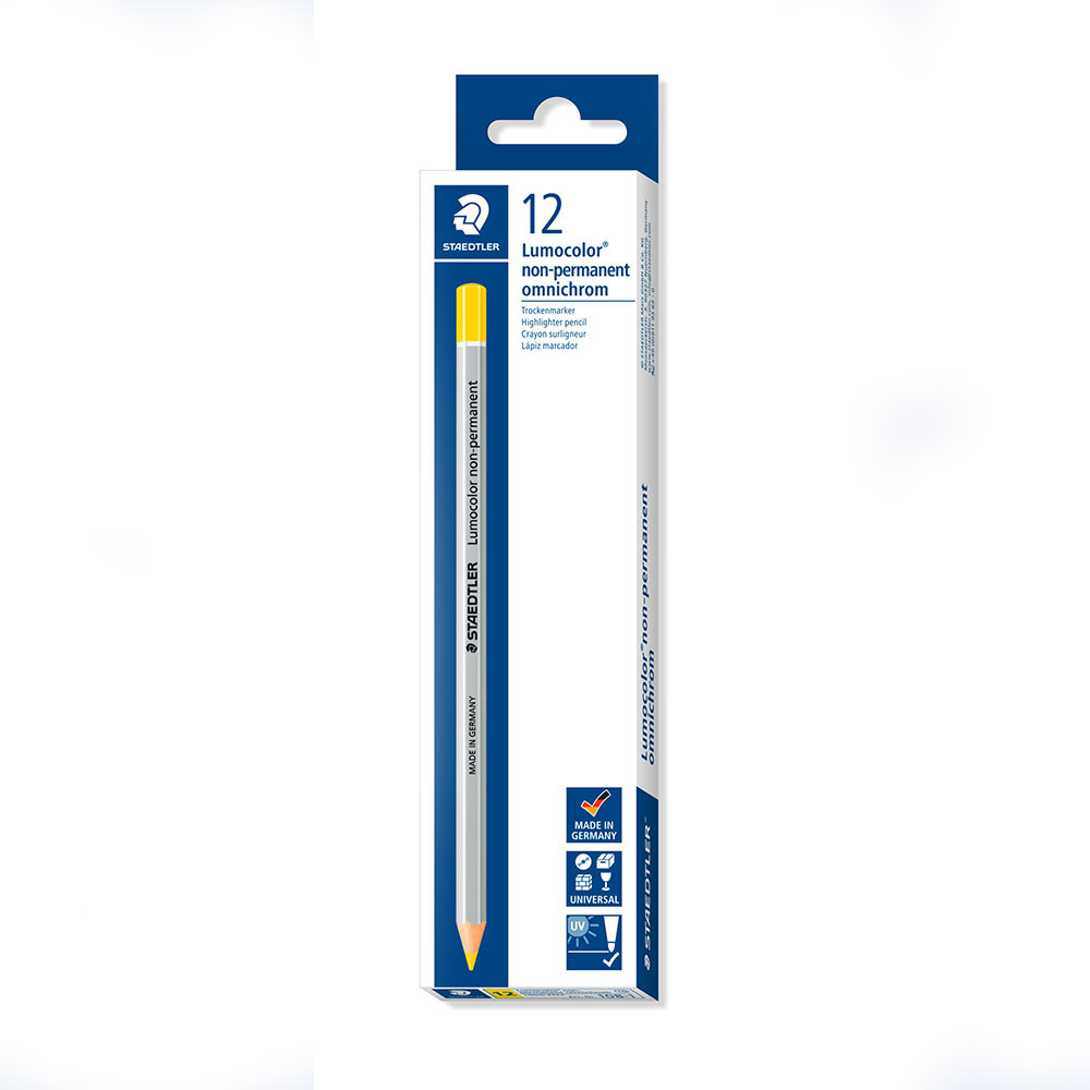 STAEDTLER 108 LUMOCOLOR NONPERMANENT OMNICHROM PENCIL YELLOW BOX 12
