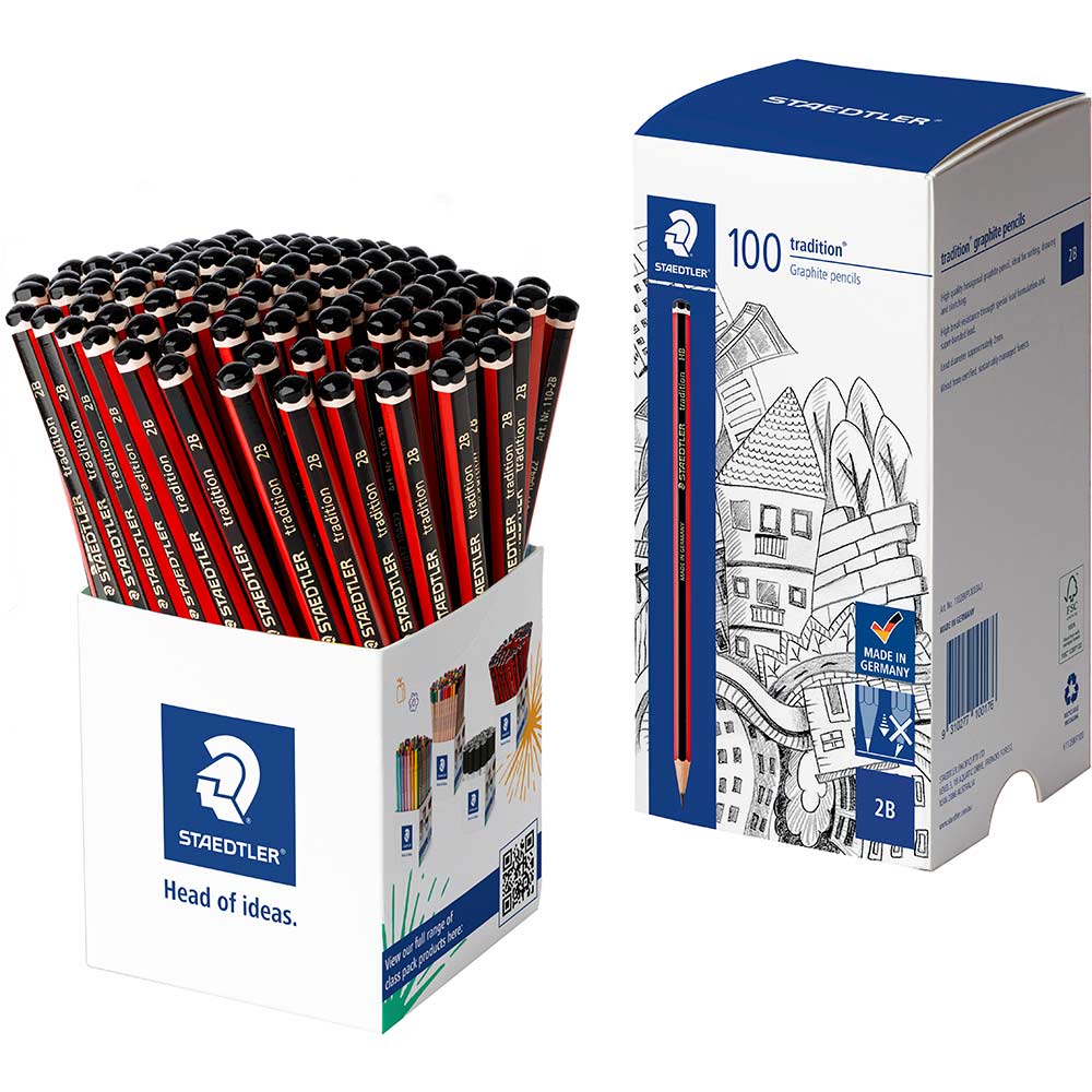 STAEDTLER 110 TRADITION GRAPHITE PENCILS 2B CUP 100