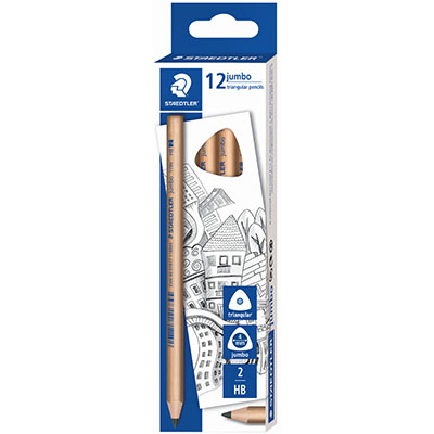 STAEDTLER 119 NATURAL JUMBO TRIANGULAR PENCILS HB PACK 12