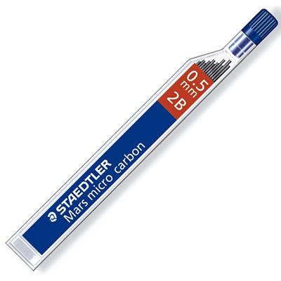 STAEDTLER 250 MARS MICRO CARBON MECHANICAL PENCIL LEAD REFILL 2B 05MM TUBE 12