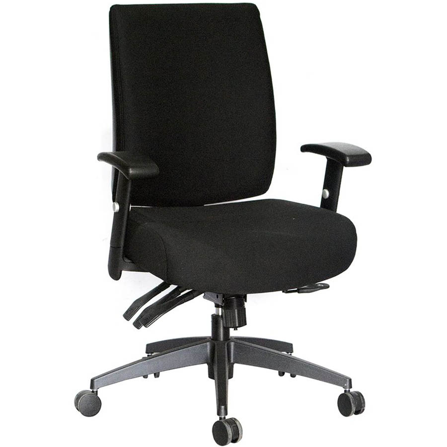 SYLEX PIAZZA CHAIR MEDIUM BACK ARMS ANTIMICROBIAL FABRIC BLACK