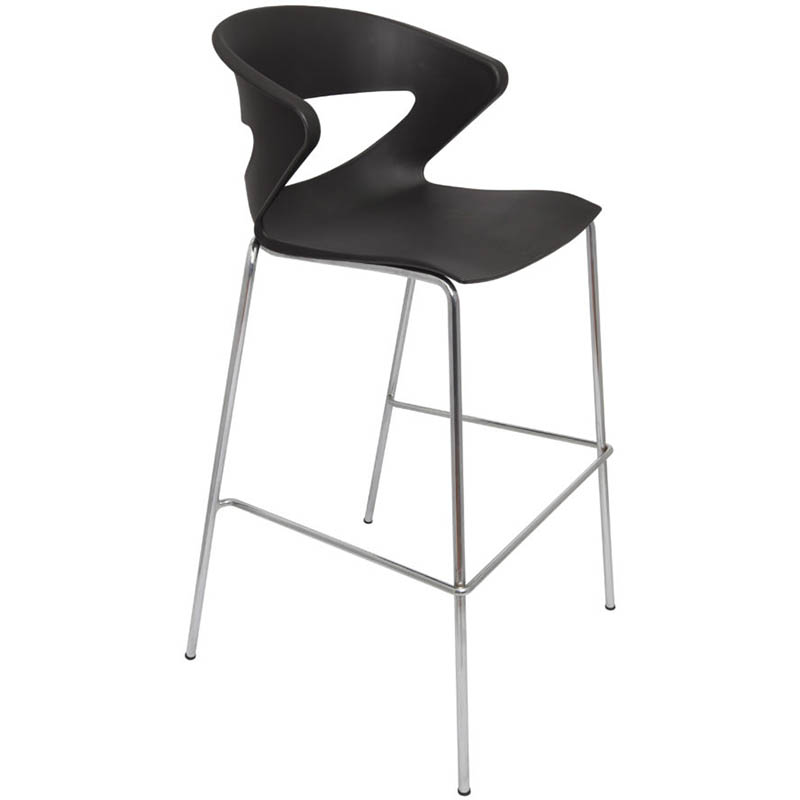 RAPIDLINE TAURUS POLY BARSTOOL CHROME BASE BLACK