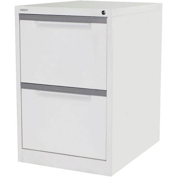 STEELCO FILING CABINET 2 DRAWER 470 X 620 X 710MM WHITE SATIN