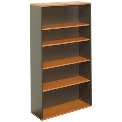 YS DESIGN OXLEY BOOKCASE 5 SHELF 900 X 315 X 1800MM BEECHIRONSTONE