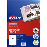 AVERY 959768 L7768 MULTIPURPOSE PHOTO QUALITY LABEL 2UP GLOSS WHITE PACK 25