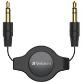 VERBATIM AUX AUDIO CABLE RETRACTABLE 35MM 750MM BLACK
