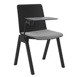 RAPIDLINE ACADEMY STACKING CHAIR WITH LIGHT GREY SEAT PAD AND TABLET ARM 610 X 530 X 800MM BLACK