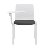 RAPIDLINE ACADEMY STACKING CHAIR WITH BLACK SEAT PAD AND TABLET ARM 610 X 530 X 800MM WHITE