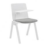 RAPIDLINE ACADEMY STACKING CHAIR WITH LIGHT GREY SEAT PAD AND TABLET ARM 610 X 530 X 800MM WHITE