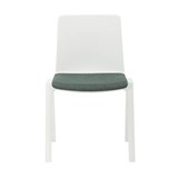 RAPIDLINE ACADEMY STACKING CHAIR WITH EMERALD GREEN SEAT PAD 530 X 530 X 800MM WHITE