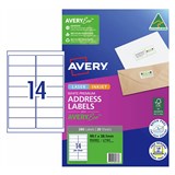 AVERY 952003 L7163 QUICK PEEL ADDRESS LABEL WITH SURE FEED LASER 14UP WHITE PACK 20