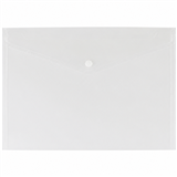DOCUMENT WALLET PP WBUTTON  A4 CLEAR