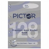 PICTOR PREMIUM A4 128 PAGE BINDER BOOK 8MM RULED 70GSM TELESCOPE