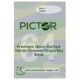 PICTOR COLOURED  64 PAGE GROUND  GRASS  SKY EXERCISE BOOK A4 18MM DOTTED THIRDS PEGASUS