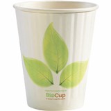 DISPOSABLE CUP 8oz PAPER DOUBLE WALL WHITE LEAF DESIGN