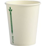 DISPOSABLE CUP 8oz PAPER SINGLE WALL WHITE GREEN LINE