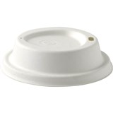BIOPAK BIOCANE CUP LID LARGE 90MM WHITE PACK 50