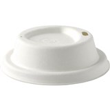 DISPOSABLE SUGARCANE SIPPA LID 80mm TO SUIT 8OZ  12OZ CUP WHITE