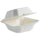 BIOPAK BIOCANE TAKEAWAY CLAMSHELL 150 X 150 X 80MM WHITE PACK 125