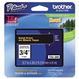 BROTHER TZE344 LAMINATED LABELLING TAPE 18MM GOLD ON BLACK