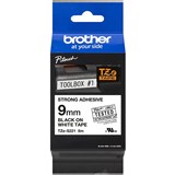 BROTHER TZES221 STRONG ADHESIVE LABELLING TAPE 9MM BLACK ON WHITE