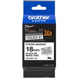 BROTHER TZES241 STRONG ADHESIVE LABELLING TAPE 18MM BLACK ON WHITE