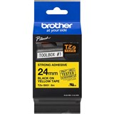 BROTHER TZES651 STRONG ADHESIVE LABELLING TAPE 24MM BLACK ON YELLOW