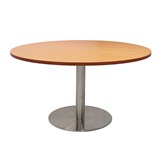 RAPIDLINE ESTILO COFFEE TABLE 900MM DIA BEECH AND STAINLESS STEEL BASE