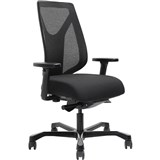 SERATI HIGH MESH BACK CHAIR BODYWEIGHT SYNCHRO ADJUSTABLE ARMREST BLACK ALUMINIUM BASE FOOTPLATES GABRIEL FIGHTER